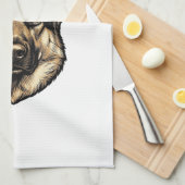 Antieke Gravure HerderHond Vector Design_1 Theedoek (Quarter Fold)