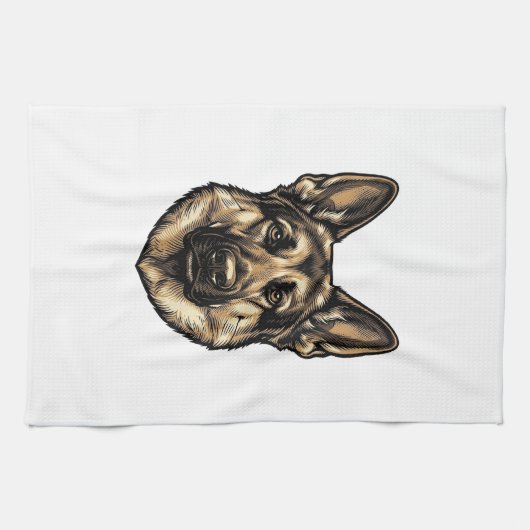 Antieke Gravure HerderHond Vector Design_1 Theedoek (Horizontaal)