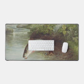 Antieke gravure met springende beekforel voor het bureaumat (Keyboard & Muis)