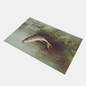 Antieke gravure met springende beekforel voor het deurmat (Schuin)