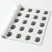Antieke Gravure Paardenkop Vector Cadeaupapier (Uitgerold)
