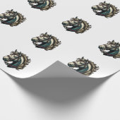 Antieke Gravure Paardenkop Vector Cadeaupapier (Hoek)