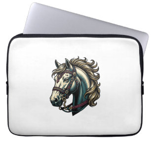 Antieke Gravure Paardenkop Vector Laptop Sleeve