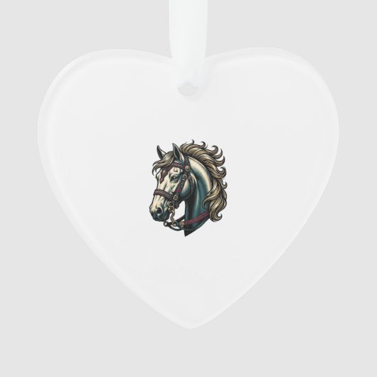 Antieke Gravure Paardenkop Vector Ornament (voorkant)