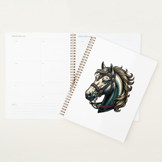 Antieke Gravure Paardenkop Vector Planner (Display)