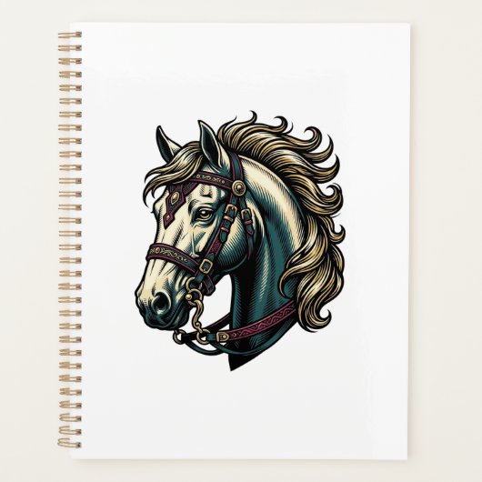 Antieke Gravure Paardenkop Vector Planner (Voorkant)