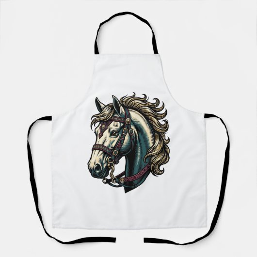 Antieke Gravure Paardenkop Vector Schort (Voorkant)