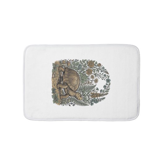 Antieke Gravure Schildpad Botanische Tuin Badmat (Voorkant)