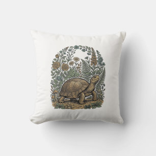 Antieke Gravure Schildpad Botanische Tuin Kussen