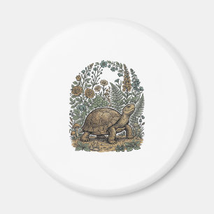 Antieke Gravure Schildpad Botanische Tuin Magneet