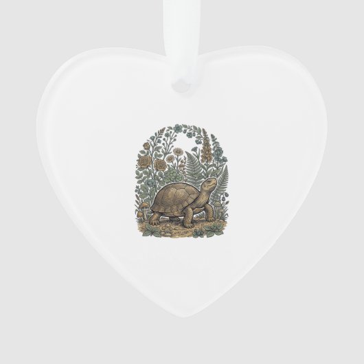 Antieke Gravure Schildpad Botanische Tuin Ornament (voorkant)