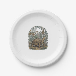 Antieke Gravure Schildpad Botanische Tuin Papieren Bordje