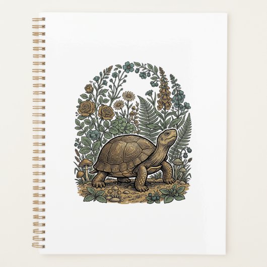 Antieke Gravure Schildpad Botanische Tuin Planner (Voorkant)
