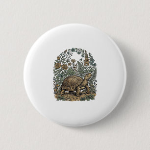 Antieke Gravure Schildpad Botanische Tuin Ronde Button 5,7 Cm