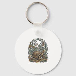 Antieke Gravure Schildpad Botanische Tuin Sleutelhanger