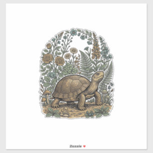 Antieke Gravure Schildpad Botanische Tuin Sticker