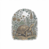 Antieke Gravure Schildpad Botanische Tuin Sticker (Voorkant)