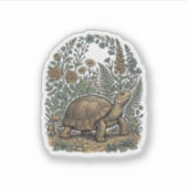 Antieke Gravure Schildpad Botanische Tuin Sticker (Voorkant)