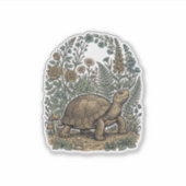 Antieke Gravure Schildpad Botanische Tuin Sticker (Voorkant)