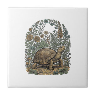 Antieke Gravure Schildpad Botanische Tuin Tegeltje