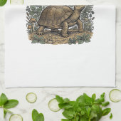 Antieke Gravure Schildpad Botanische Tuin Theedoek (Gevouwen)