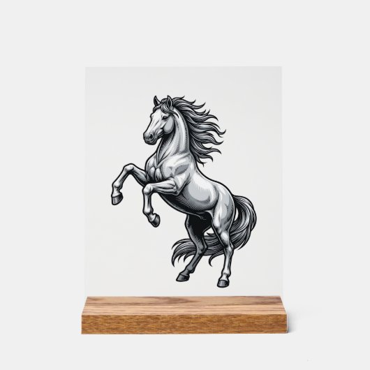 Antieke Gravure Steigerend Paard Vectorontwerp_1 Acryl Bord (Voorkant)