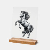 Antieke Gravure Steigerend Paard Vectorontwerp_1 Acryl Bord (Hoek)