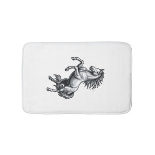 Antieke Gravure Steigerend Paard Vectorontwerp_1 Badmat