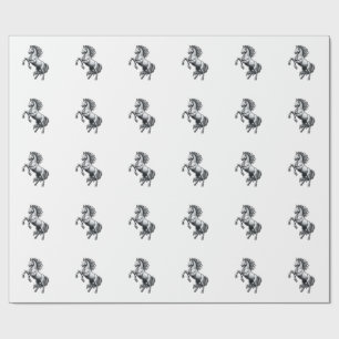 Antieke Gravure Steigerend Paard Vectorontwerp_1 Cadeaupapier