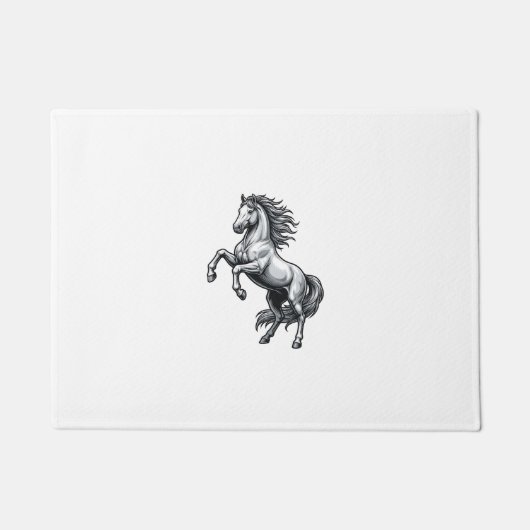 Antieke Gravure Steigerend Paard Vectorontwerp_1 Deurmat (Voorkant)
