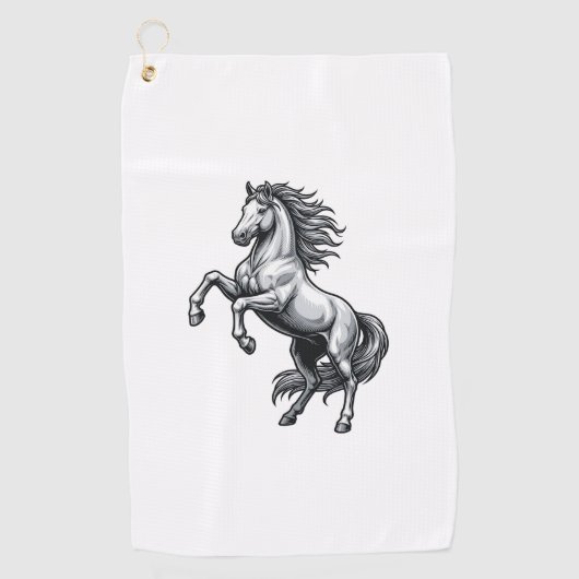 Antieke Gravure Steigerend Paard Vectorontwerp_1 Golfhanddoek (Voorkant)