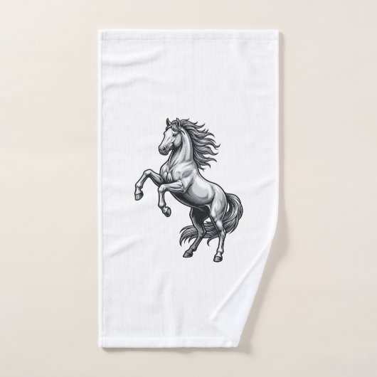 Antieke Gravure Steigerend Paard Vectorontwerp_1 Handdoek (Handdoek)