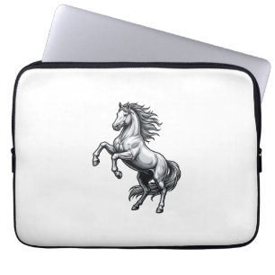 Antieke Gravure Steigerend Paard Vectorontwerp_1 Laptop Sleeve