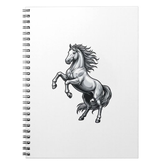 Antieke Gravure Steigerend Paard Vectorontwerp_1 Notitieboek (Voorkant)