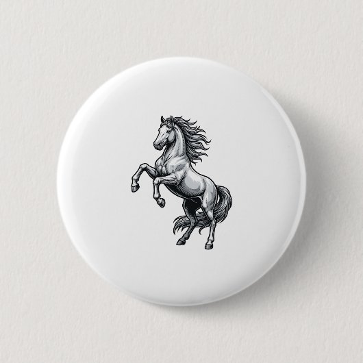 Antieke Gravure Steigerend Paard Vectorontwerp_1 Ronde Button 5,7 Cm (Voorkant)