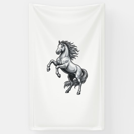 Antieke Gravure Steigerend Paard Vectorontwerp_1 Spandoek (Verticaal)