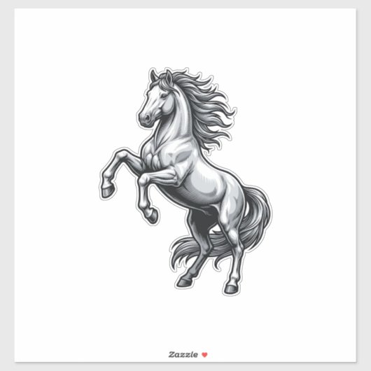 Antieke Gravure Steigerend Paard Vectorontwerp_1 Sticker (Vel)
