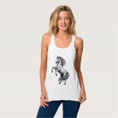 Antieke Gravure Steigerend Paard Vectorontwerp_1 Tanktop (Volledige Voorkant)