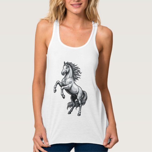 Antieke Gravure Steigerend Paard Vectorontwerp_1 Tanktop (Voorkant)