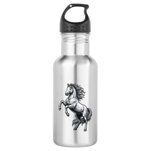 Antieke Gravure Steigerend Paard Vectorontwerp_1 Waterfles