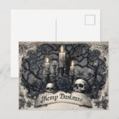 Antieke gravure van een gotische kerstscene briefkaart (Voorkant / Achterkant)