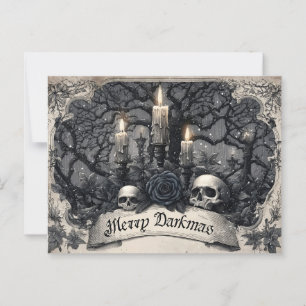 Antieke gravure van een gotische kerstscene briefkaart