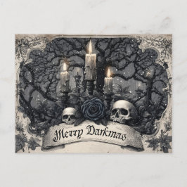 Antieke gravure van een gotische kerstscene briefkaart