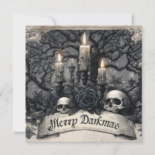 Antieke gravure van een gotische kerstscene feestdagenkaart