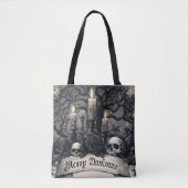 Antieke Gravure van een Gotische Kerstscene Tote Bag (Voorkant)