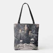 Antieke Gravure van een Gotische Kerstscene Tote Bag (Achterkant)