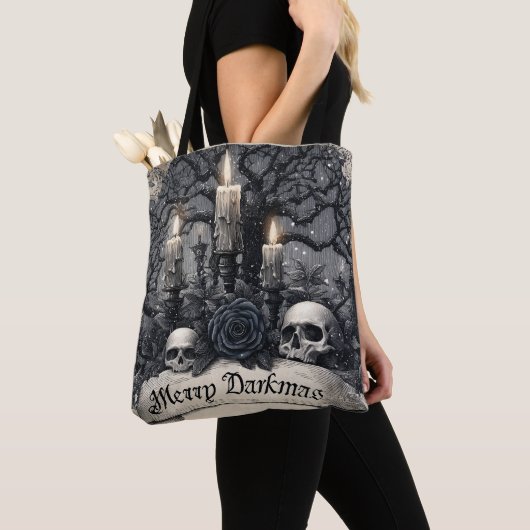 Antieke Gravure van een Gotische Kerstscene Tote Bag (Dichtbij)