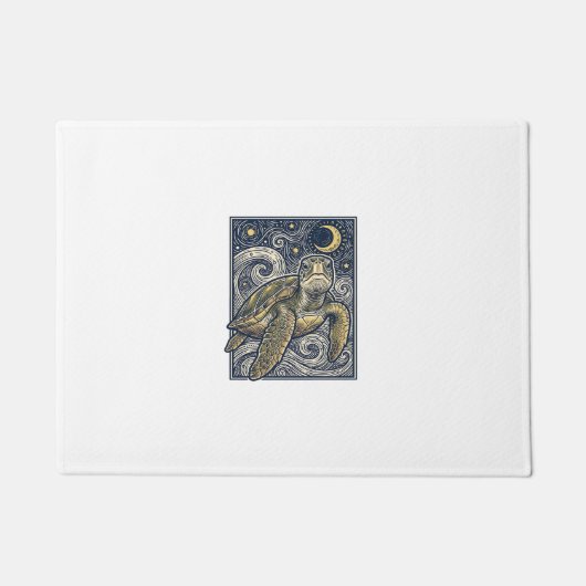 Antieke Gravure Zeeschildpad Sterrennacht Deurmat (Voorkant)