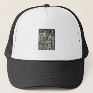 Antieke Gravure Zeeschildpad Sterrennacht Trucker Pet