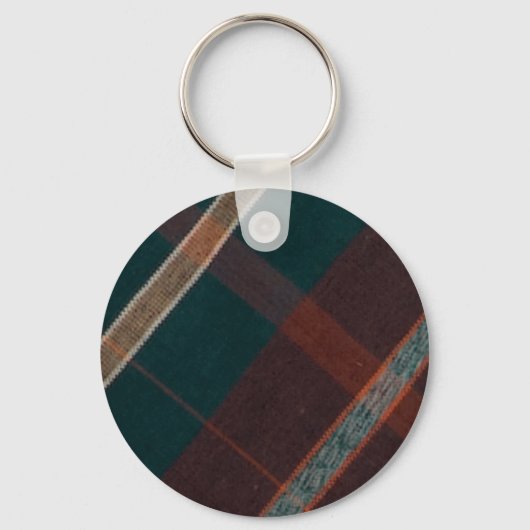 Antieke groen bruin & geel plaid sleutelhanger (Voorkant)